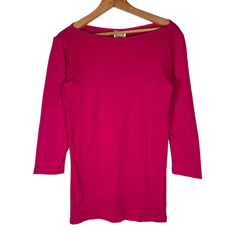 NEW  Ramblers Way 3/4 Sleeve Boat Neck Rib Knit T-Shirt--Wild Rose    Size: S